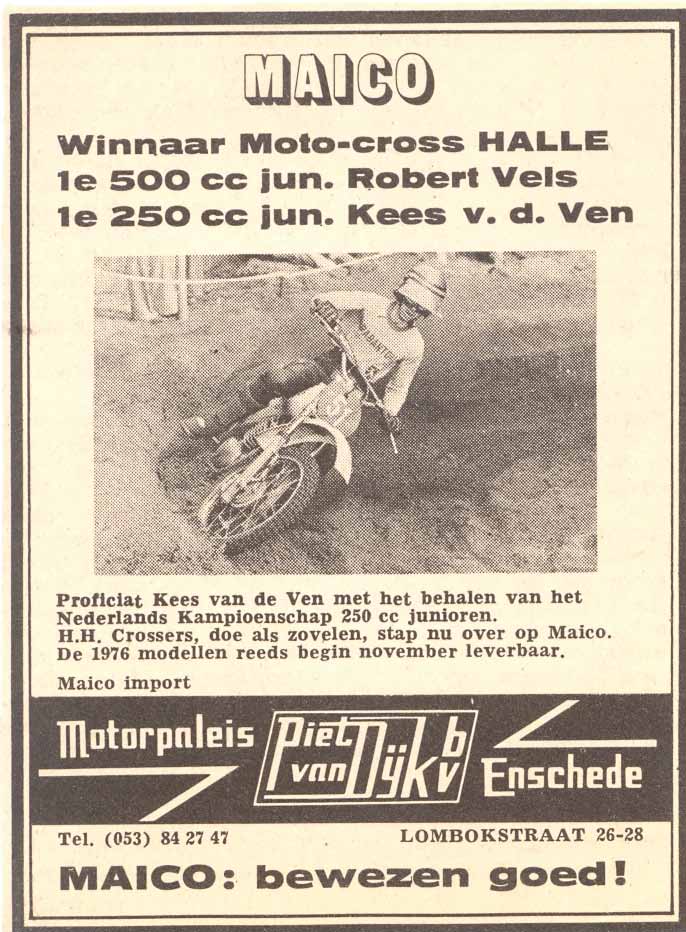 Maico-importeur Piet van Dijk was trots op zijn kampioen in 1975!